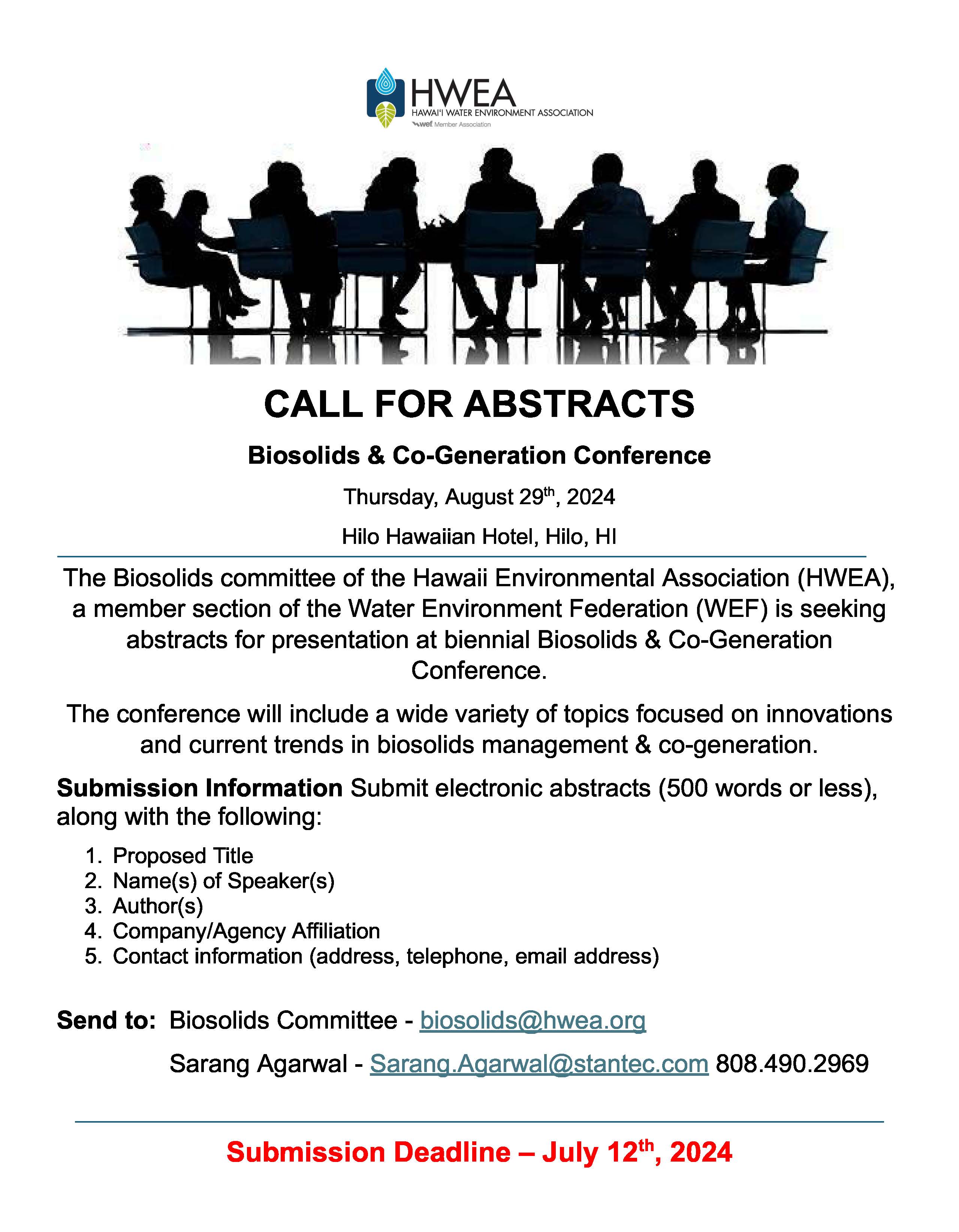 Call for Abstracts Biosolids conference